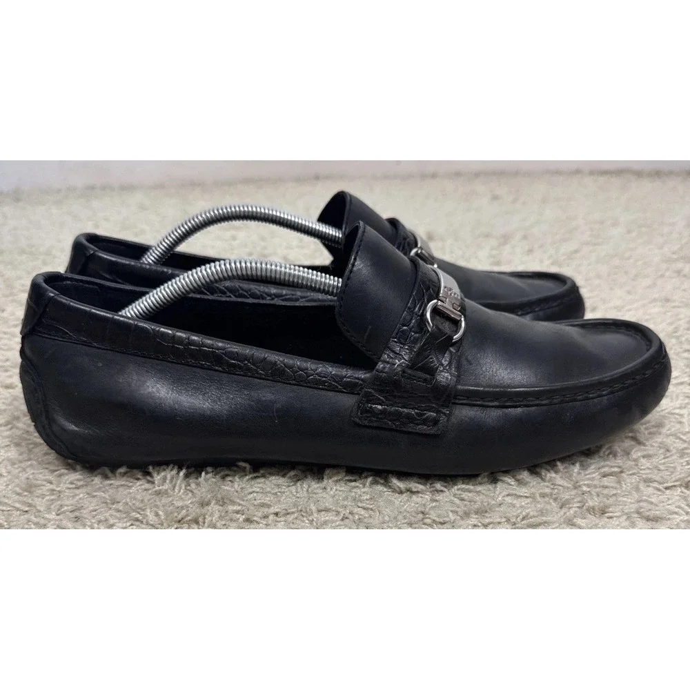 Cole Haan Black Leather Somerset Horse Bit Slip On Driving Loafers Men's 12M